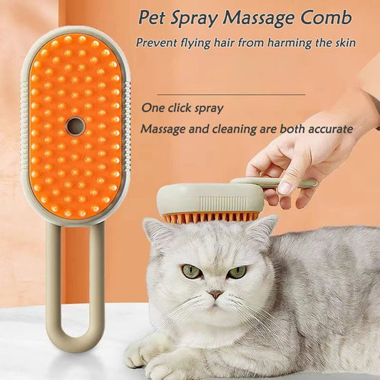 3-in-1 Electric Pet Steam Brush â€“ USB Rechargeable Grooming & Massage Comb for Cats & Dogs (Removes Hair, Cleans, & Shines Coat)